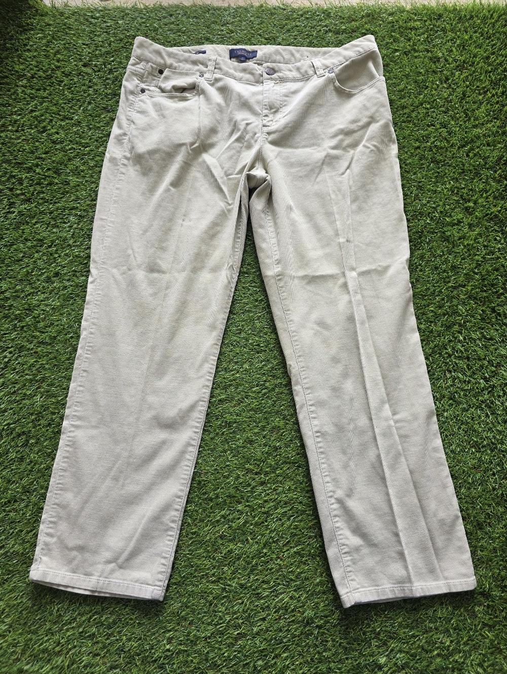 Talbots Beige Corduroy Women Pants Sz 16 Signature Ankle Thick Cozy